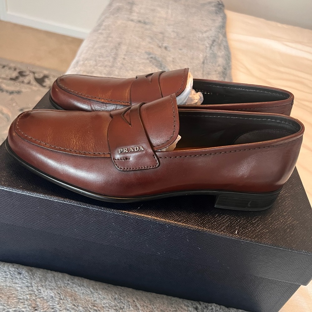 Prada Brown Leather Loafers